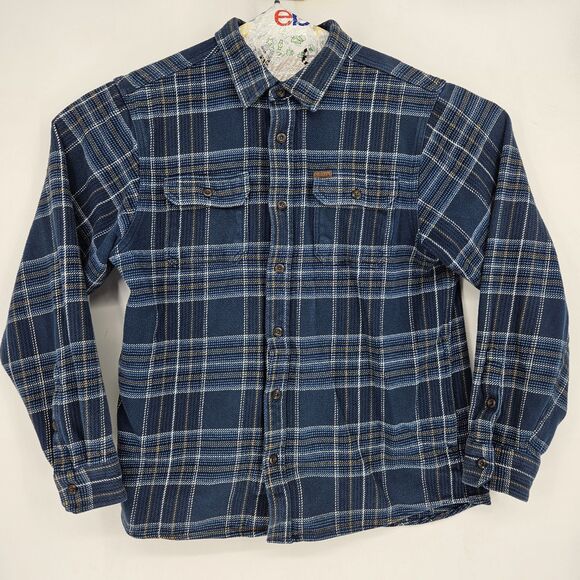Orvis Shirt Mens Large Flannel Blue Plaid Heavy Pockets Long Sleeve Casual - Picture 1 of 12